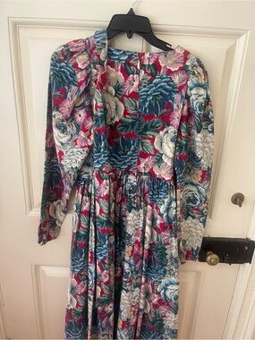 Laura Ashley Floral Dress in Blue, Pink, Cream and Green